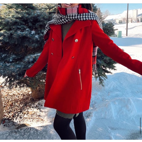 Guess Jackets & Blazers - Guess Red Wool Pea Coat size XS wool